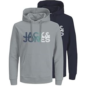 JACK & JONES Jcoshady Fst 2pk Mp Hoodie Heren Hoodie, Hoge taille/set: hoge kwaliteit + marineblauwe blazer