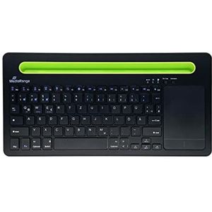 MediaRange, Compact draadloos multi-pairing Bluetooth-toetsenbord met 78 toetsen en touchpad, QWERTZ (DE/AT/CH), zwart/groen