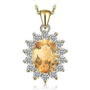 JewelryPalace Prachtige natuurlijke hanger, amethist, peridot, granaat, citrien, topaas, ovale vorm, druppel, een ketting voor dames, zilver 925 / roségoud verguld/geelgoud, sieradenset, cadeau, 45