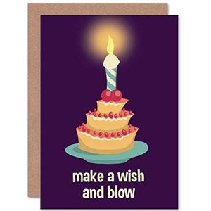 Kaart Happy Birthday Adult Candle Make Wish Gift