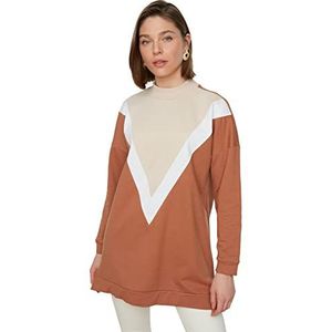 Trendyol sweatshirt, gebreid, beige, geruit, trainingspak, dames, Beige