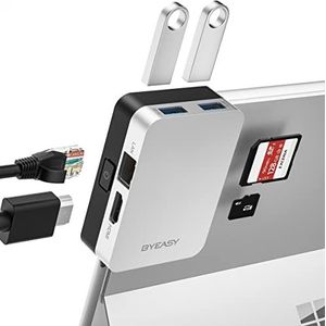 BYEASY Surface Pro 8 dockingstation, 6-in-1 USB-C hub voor Surface Pro 8 met HDMI 4K, Ethernet LAN 1000 m, SD/TF-kaartlezer, 2 USB 3.0 - uitbreidingshub speciaal voor