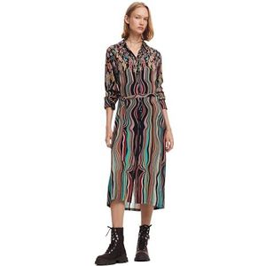 Desigual Woman Woven jurk met lange mouwen voor dames, Materiaalverwerking., L
