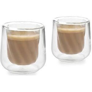 La Cafetière Siena 2 stuks 100 ml Dubbelwandige Cortado Glazen Set Geïsoleerde Koffiekopjes Met Handvat Stapelbaar Lichtgewicht
