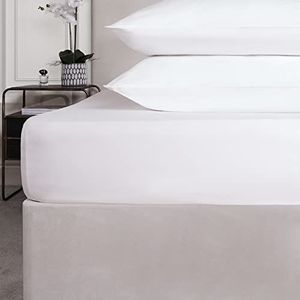 Highams Hoeslaken voor kingsize bed, zachte stof, draaddichtheid 400, hoeslaken met diepe zakken, 100% katoen, lichtbestendig, wit, 150 x 200 x 30 cm