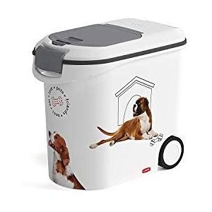 Curver container voor hondendroogvoer, 12 kg / 35 l - groot luchtdicht geurdicht voor opslag van hondendroogvoer - container met wielen en beweegbare handgrepen, 28 x 49 x 43 cm - wit