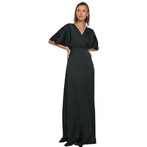 Trendyol Robe de soirée tissée maxi trapèze coupe régulière pour femme, Noir, 64