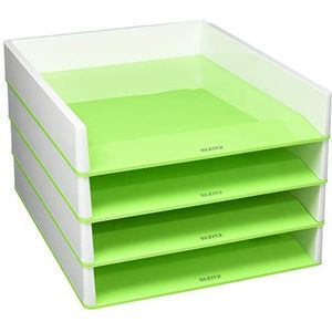 Leitz WOW 53611054 brievenbakje Duo Color set van 4, A4, wit/groen