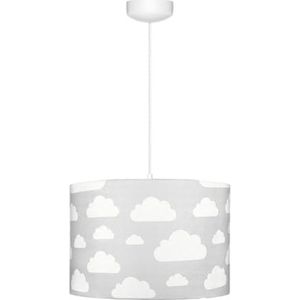 Lamps & Company Plafondlamp voor de kinderkamer met wolkenmotief, deze wolkenlamp voor de kinderkamer is een mooie decoratie voor babykamer, meisjes en jongens, grijze lampenkap met het middelste mes van 35 cm