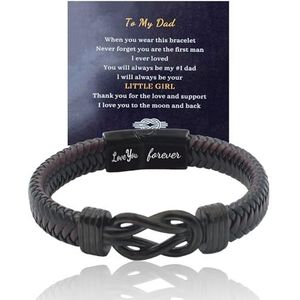 Zequech Armband cadeau voor Vaderdag, Kerstmis, verjaardag, elegant cadeau met kaart, magnetische sluiting, zwart bruin gevlochten leer, lengte 21 cm, lengte 21 cm