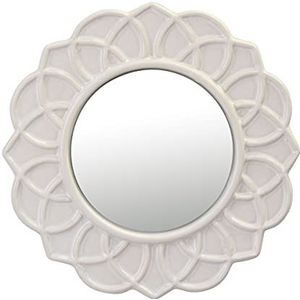 Stonebriar Wandspiegel, rond, keramiek, ivoorkleurig, met bloemenpatroon, om op te hangen, 22,9 cm