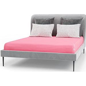 Bascuda® Hoeslaken voor eenpersoonsbed, diep hoeslaken | 90 x 200 x 30 cm | 100% katoen jersey | strijkvrij - strijkvrij (roze)