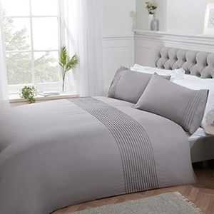 Sleepdown Beddengoedset voor super kingsize bedden, dekbedovertrek en kussenslopen, zilver, 220 x 260 cm