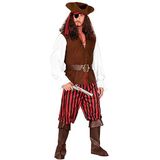 Widmann - Piratenkapiteinkostuum, hemd met vest, riem, laarshaft, hoofdband, hoed en oogbescherming