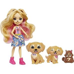 Enchantimals Enchantimals Familieset met Gerika Golden Retriever pop (15 cm) en 3 dierenfiguren, speelgoed voor kinderen, vanaf 4 jaar, HHB85