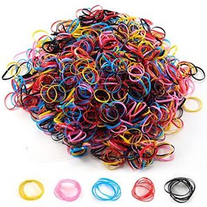 1500 stuks elastische elastiekjes van nylon en rubber, elastische stropdassen voor vrouwen en meisjes, mini-haarelastiekjes voor kinderen