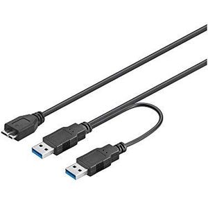 Goobay 95746 Dual Power SuperSpeed USB 3.0-kabel, zwart, 0,3 m lengte