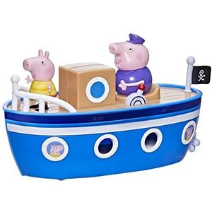 Peppa Pig Grandpa Pig's Cabin Boat kleuterspeelgoed: 1 figuur, afneembaar dienblad, rollende wielen, voor kinderen vanaf 3 jaar, meerkleurig (F3631)