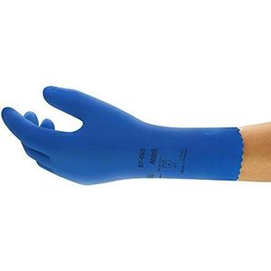 Ansell Universal Plus 87-665 handschoenen van natuurlijk rubberlatex, bescherming tegen chemicaliën en vloeistoffen, blauw, maat 6,5-7 (12 paar)