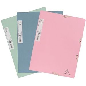 Exacompta - Ref. 55239E - karton van 36 Autentik elastieken mappen - 3 flapjes - van gerecycled karton 400g/m² - afmetingen 24 x 32 cm voor A4 documenten - willekeurige kleuren