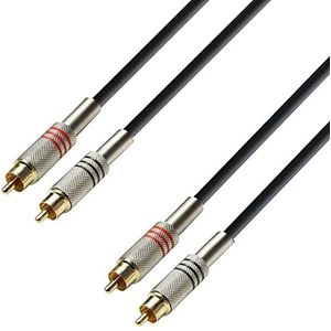 Adam Hall Cables K3TCC0100 3 Star audiokabel (2 x RCA-stekker naar 2 x RCA-stekker, 1 m)