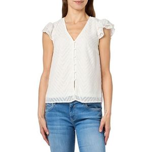 Vila Vimichelle C/S Button Top/Ka Chemisier à manches courtes pour femme, Blanche-neige, 40