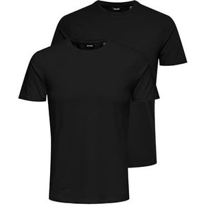 bestseller a/s ONSBASIC Heren T-shirt ronde hals 2 Pack Black 2 Pack XS