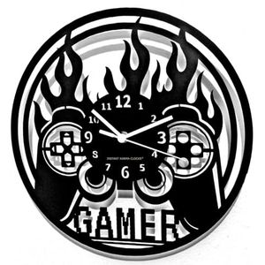 Instant Karma Clocks Wandklok in Joystick-vorm, gamepad, cadeau-idee voor jongens, zwart