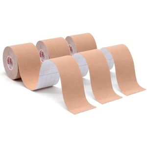 Carehabi Bande de kinésiologie de sport pour les muscles, 5 m x 5 cm, bande de kinésiologie étanche & élastique pour le sport, 3 rouleaux (1 x Beige, 1 x Beige, 1 x Beige)