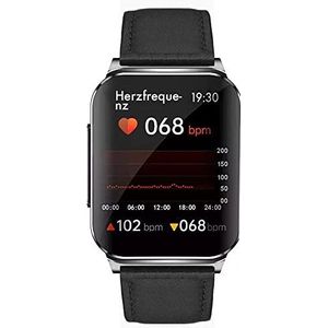 Knauermann Pro 2 Plus (2023) Smartwatch gezondheidshorloge, zilver, Lederfaser, zwart, zilver., zwart