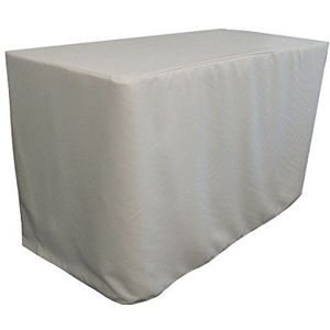 LA Linen Tafelkleed van popeline polyester, 122 x 61 x 76 cm, lichtgrijs