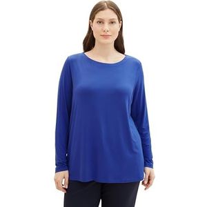 TOM TAILOR T-shirt basique à manches longues Plussize pour femme avec col bateau, 25386 - Crest Blue, 50/grande taille