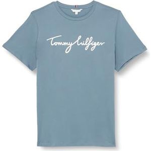 Tommy Hilfiger CRV Reg C-nk Signature Tee SS S/S Knit Tops, Bleu charbon, 48
