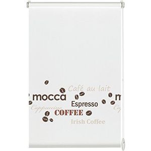 GARDINIA Verduisterend rolgordijn met opdruk ""Coffee"" om te bevestigen of te plakken, wit / bruin 120 x 150 cm (B x H)