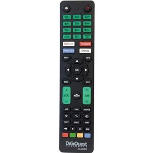Digiquest ALAD1N0 universele afstandsbediening klaar voor gebruik voor SAMSUNG, LG, SONY, PHILIPS, PANASONIC, TELEFUNKEN of programmeerbaar voor andere merken, fluorescerende en speciale toetsen voor