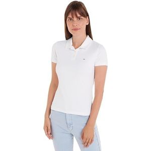 Tommy Jeans Tjw Slim Essential Polo Ss Dw0dw17220 Poloshirt met korte mouwen voor dames, Wit.