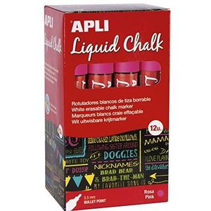 Apli, Liquid Chalk krijtstift, uitwisbaar, 5,5 mm, ronde punt, roze