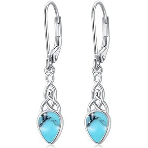 925 sterling zilver maansteen turquoise/opaal/barnsteen oorbellen met sieraden, oorbellen, geschenkdoos