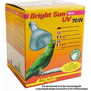 Lucky Reptile Bright Sun UV-vogellamp voor E27, 70 W, vogellamp met zonachtig lichtspectrum, verwarmingslamp met UVA- en UVB-componenten, uv-lamp zonder flikkeren, voor vogels