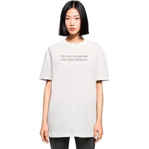MERCHCODE Mp0005055-dames Crazy Football Girl Oversized Boyfriend Tee T-shirt voor dames (1 stuk), Wit, XS