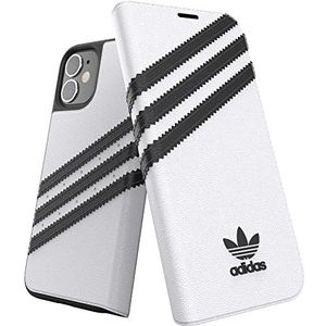 adidas Hoes ontworpen voor iPhone 12 Mini 5,4 inch hoes, heft geteste hoes, stootvaste verhoogde randen, originele beschermhoes, wit/zwart