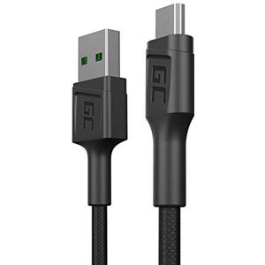 Green Cell USB-A-kabel - Micro USB 0,3 m oplader kabel zwart High Speed compatibel met Quick Charge 3.0 voor Samsung, Xiaomi, Huawei, Kindle, Nexus, Android-telefoons