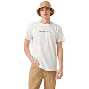 Koton Minimal T-shirt voor heren, ecru (002), XL, Ecru (002)