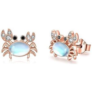 925 sterling zilver zeedieren oorbellen met opaal maan steen email zeedieren sieraden geschenken voor kinderen meisjes vrouwen, Sterling zilver