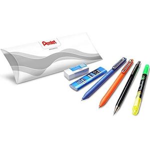 Pentel 6-delige schoolset, ideaal voor de start van het nieuwe schooljaar (2 balpennen, markeerstiften, vulpotloden, gum)