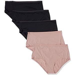 Amazon Essentials Lot de 6 sous-vêtements taille mi-haute pour femme (disponible en grande taille), noir/taupe foncé, taille 2X