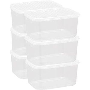 Cetomo Set van 6 100% BPA-vrije kunststof dozen met deksel voor het bereiden en bewaren van maaltijden, vaatwasmachinebestendig, met deksel