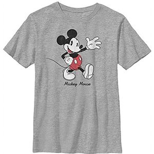 Disney T-shirt Mickey Mouse Cursieve Tekst Circle Logo Boys grijs gemêleerd Athletic XS, Athletic grijs gemêleerd