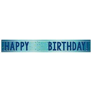 Amscan 9912127 - Happy Birthday feestbanner van aluminium, blauw
