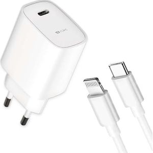 4-OK Rapido USB-oplader 3,4 A. 220 V netwerkoplader compatibel met Apple, Samsung, Xiaomi, Huawei, met USB naar micro-USB-kabel en USB-C naar type C-adapter (USB type C 20 W + oplaadkabel